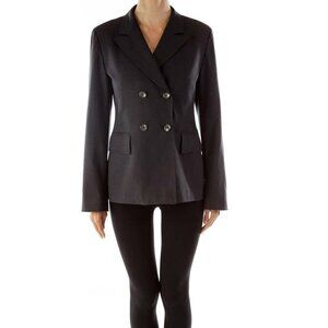 Banana Republic Black Double-Breasted Fitted Blazer